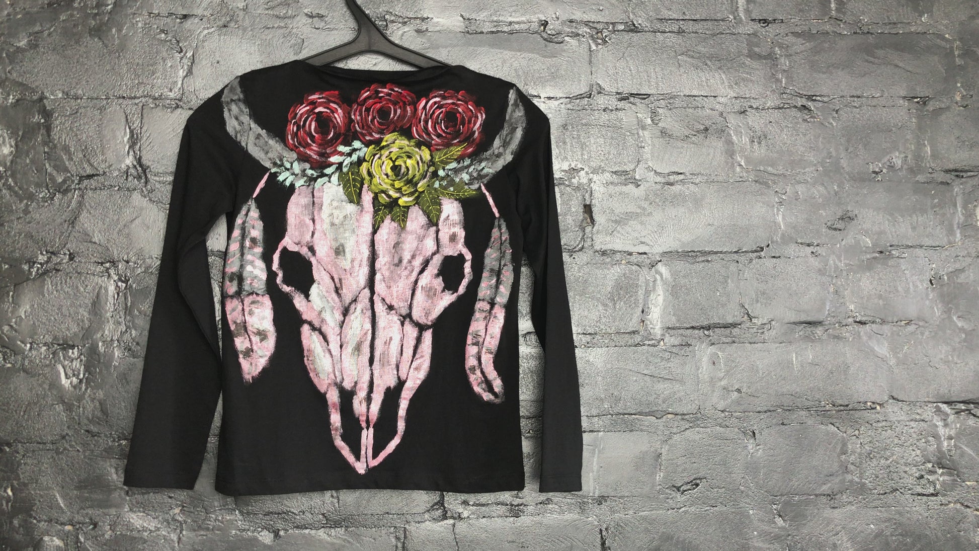 Women's long sleeve T-shirt cow skull without ears