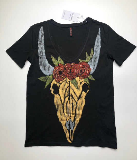 Women's short sleeve t-shirt cow skull from hell