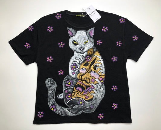 Women's short sleeve t-shirt Cat and Demon. Ladies fancy funky t-shirt.