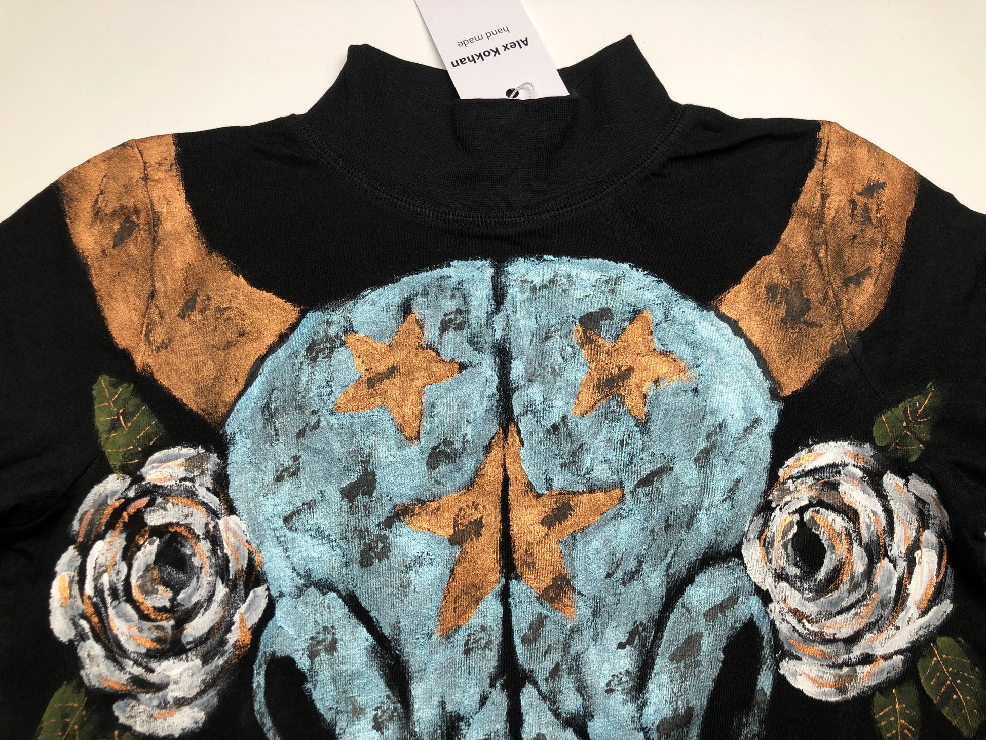 hand painted women's clothing blouse cow skull. Skull Blouse for Ladies