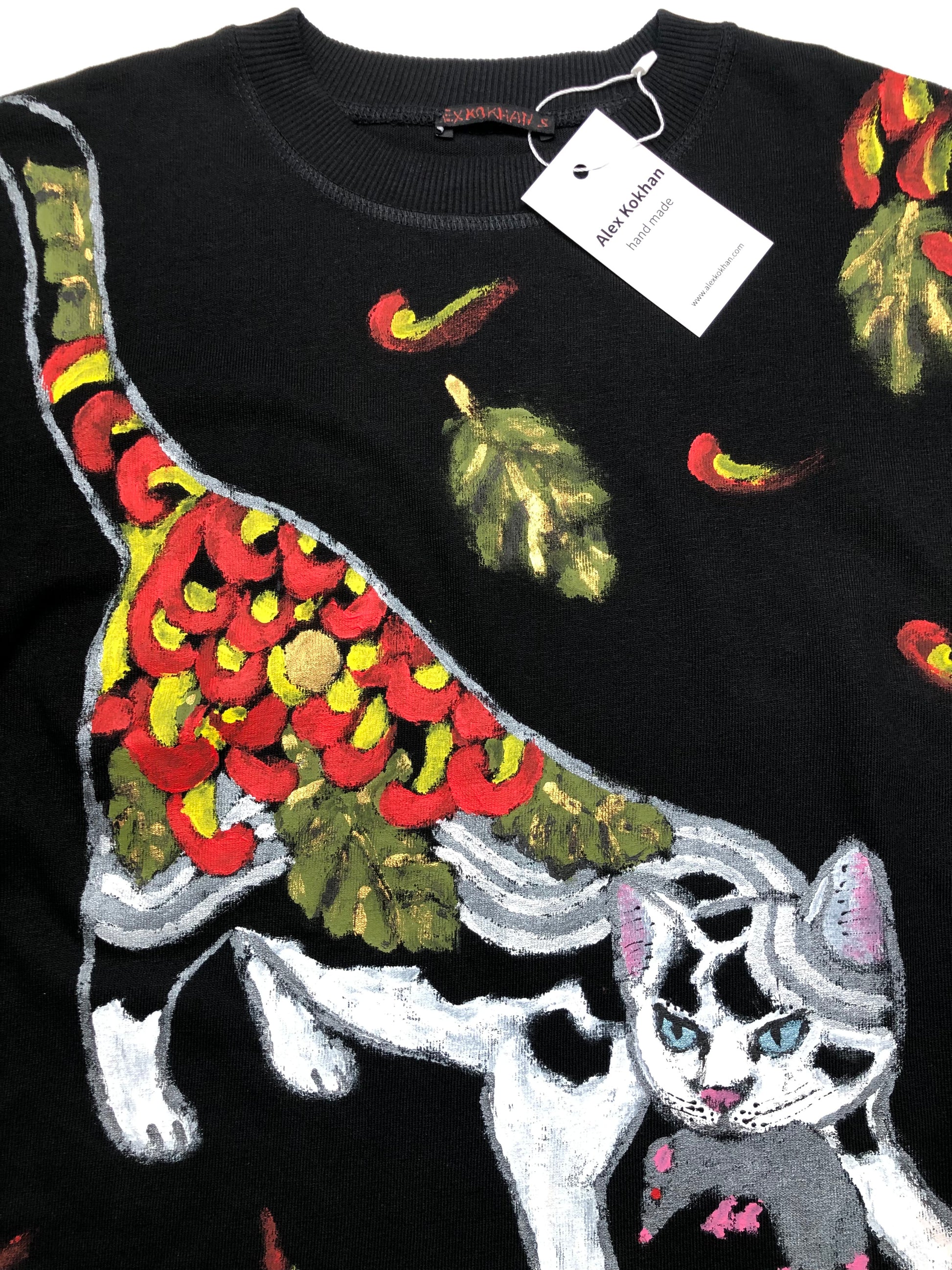 Women's long sleeve T-shirt cat and mouse detailed