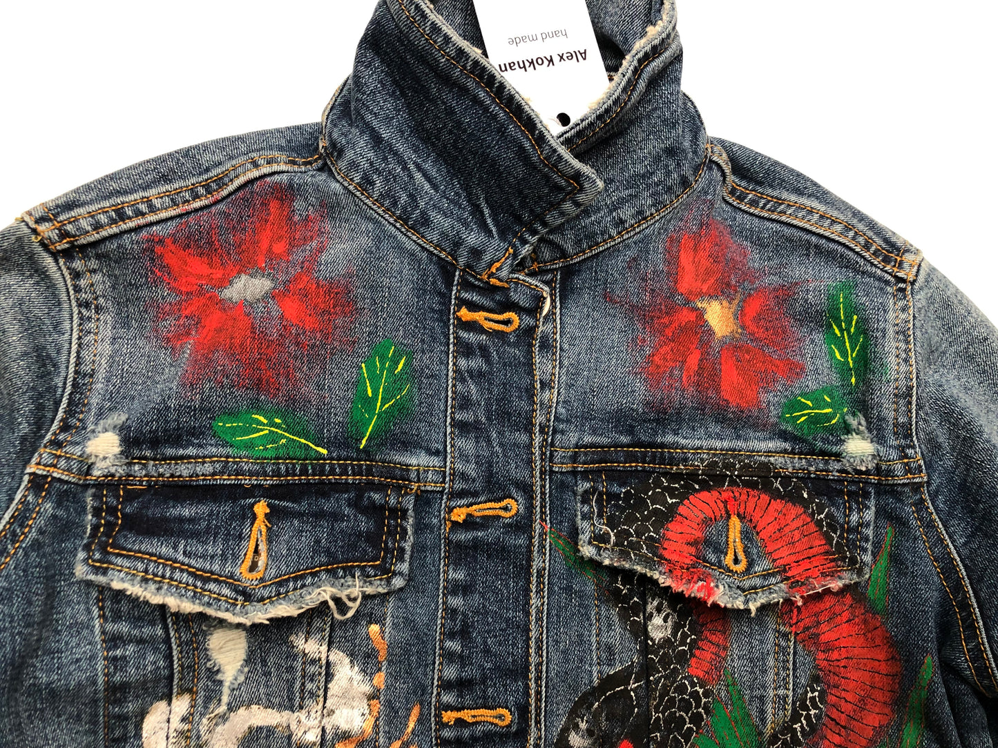 The upper front of the yakuza shooter denim jacket mural