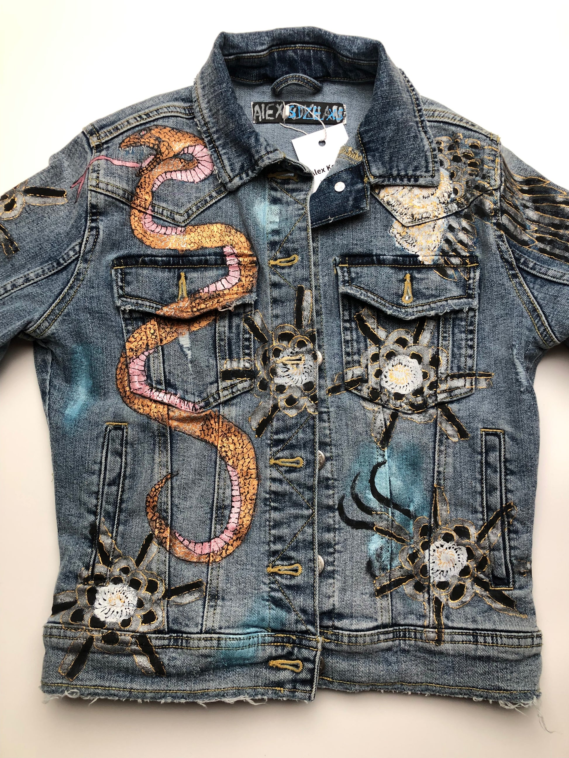 Regular Fit Denim Jacket With Snake Detail
