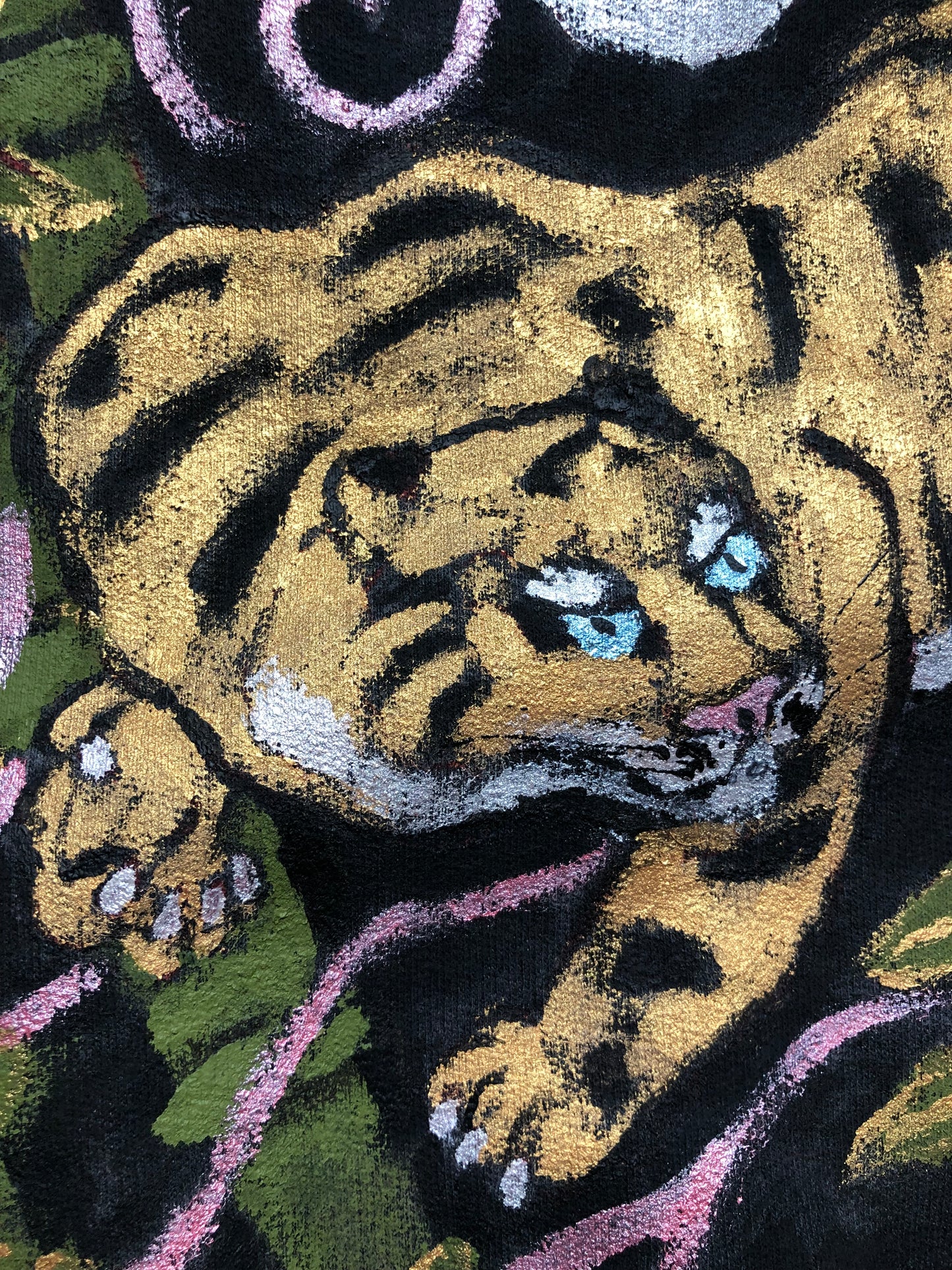 Women's sweatshirt oversized cat and elephants details of the tiger pattern