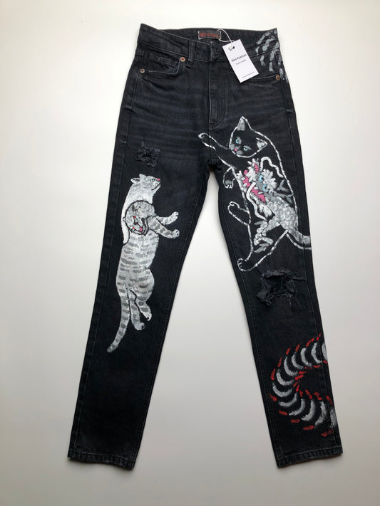 Women's Jeans cats, tigers and dragons