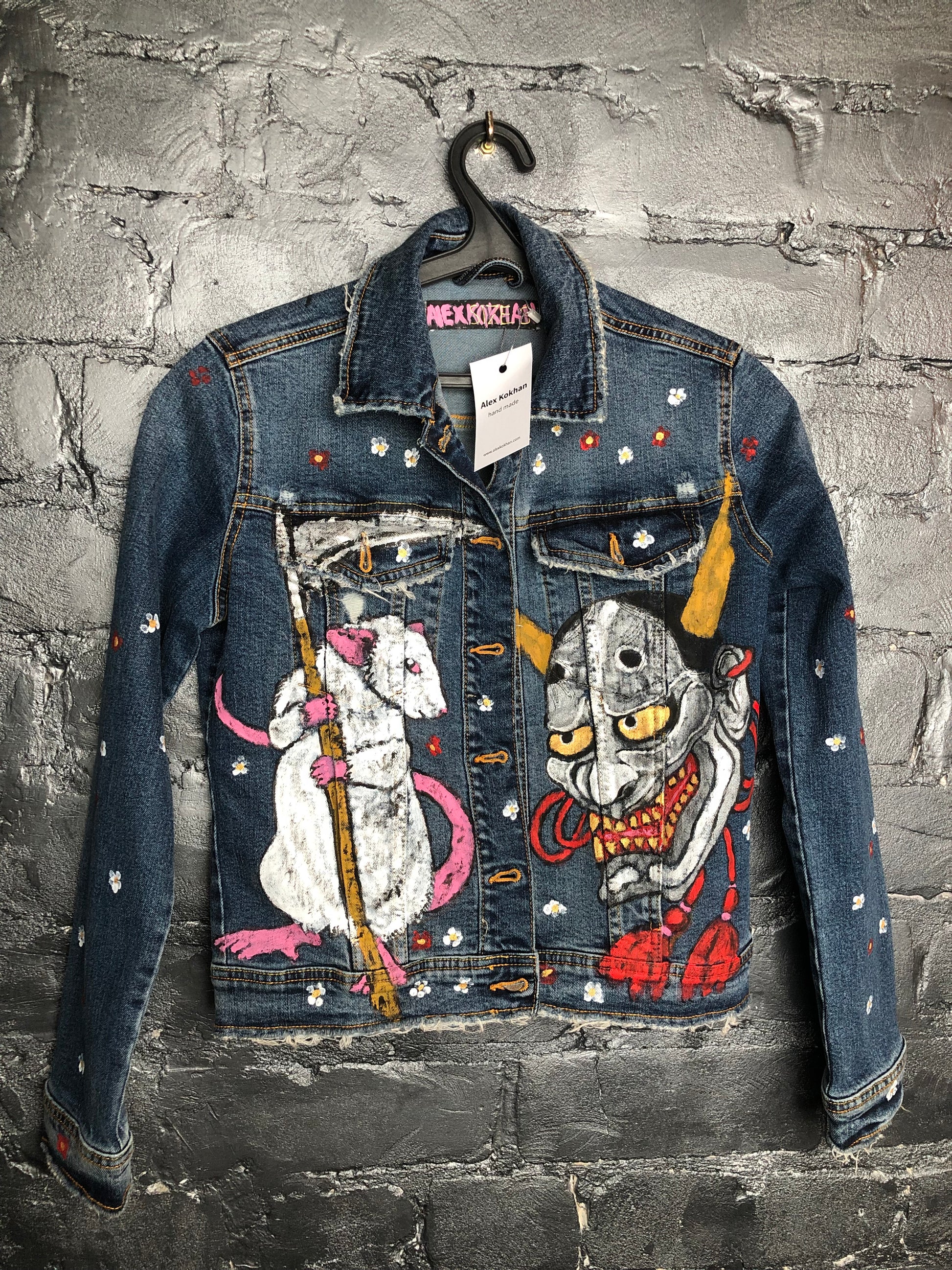 Exceptionally beautiful hand-painted women's denim jacket