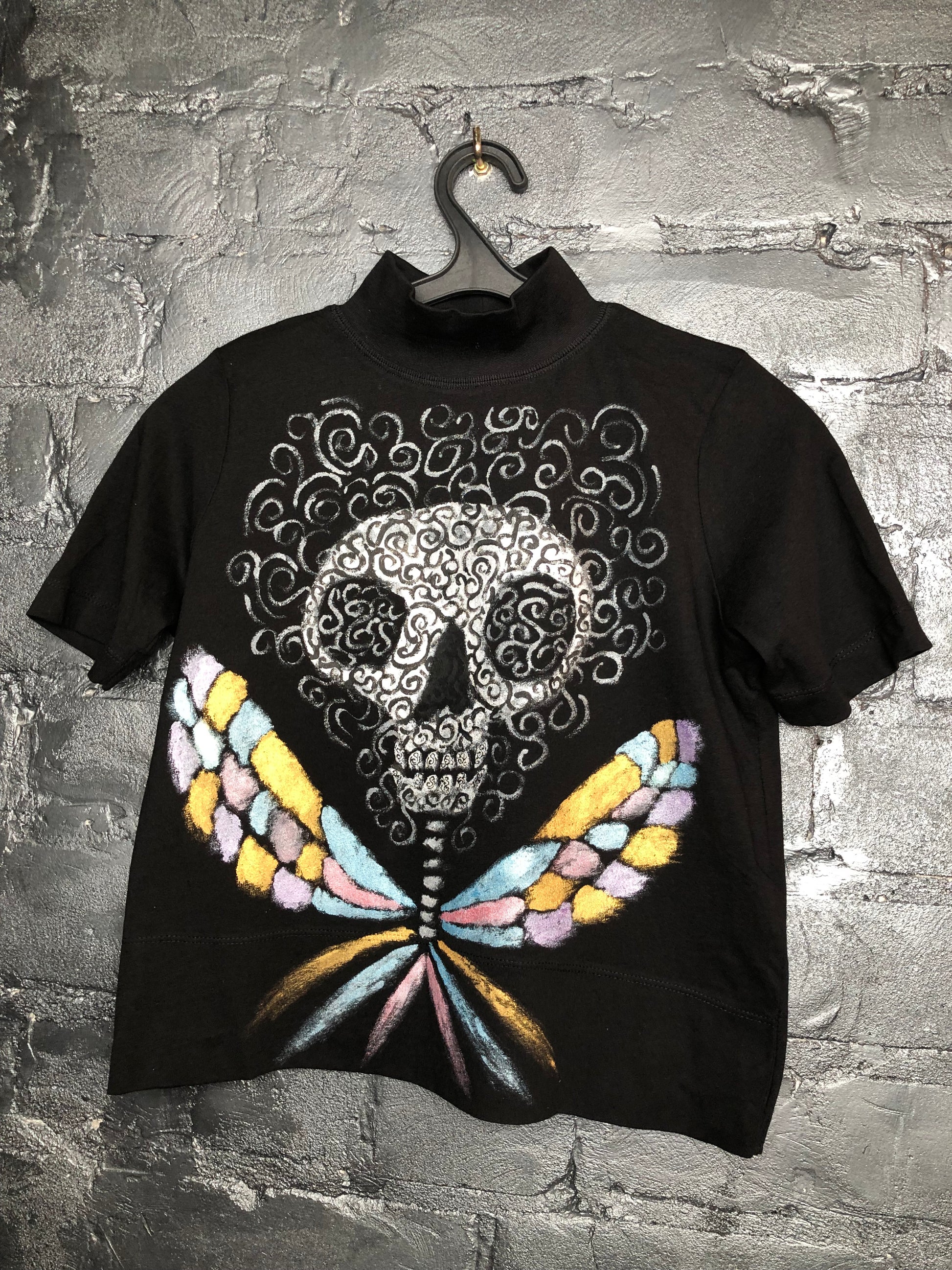 luxury blouse chic black handmade blouse with premium painting deadly butterfly