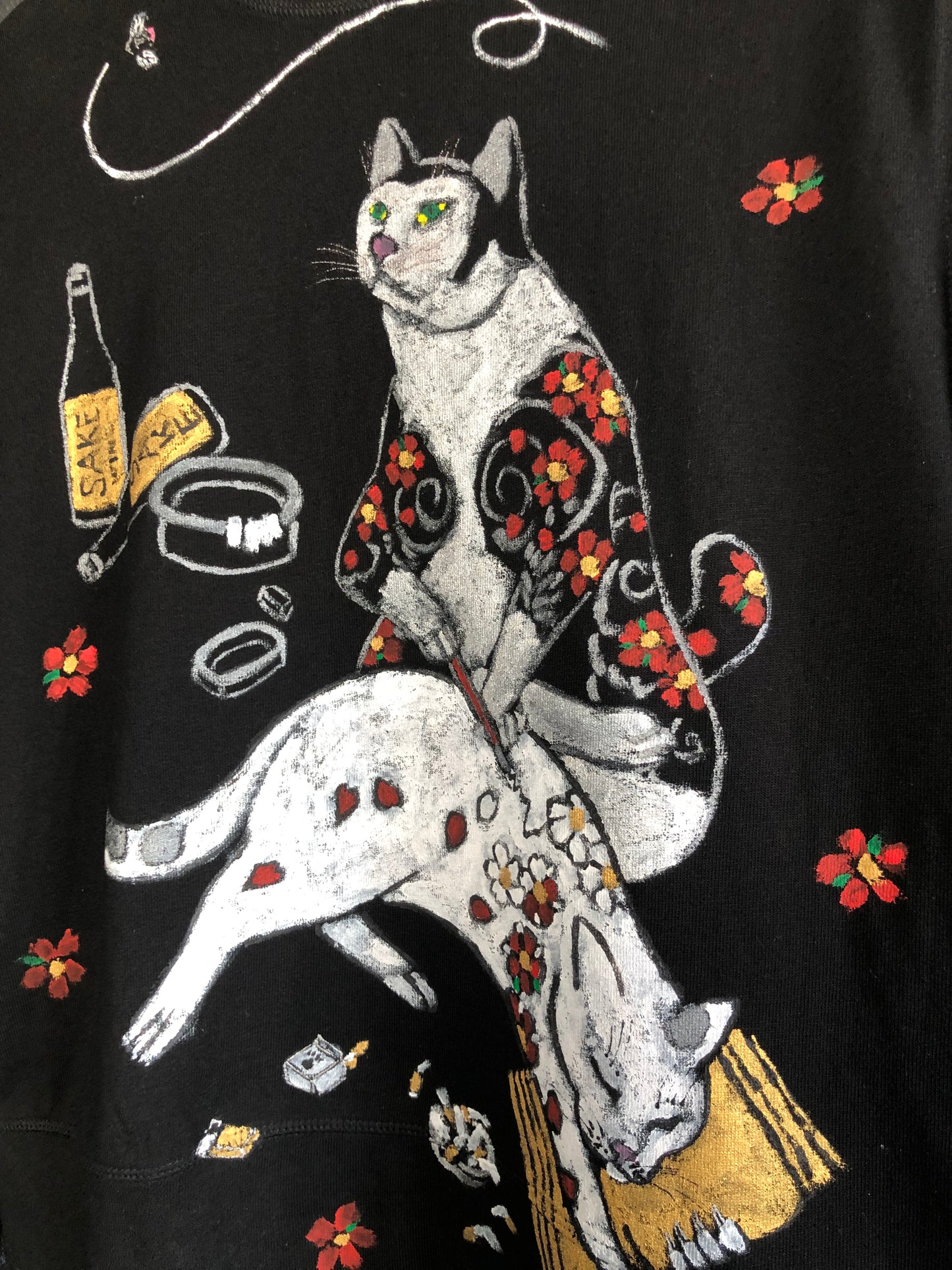 Women's long sleeve t-shirt cat and fly