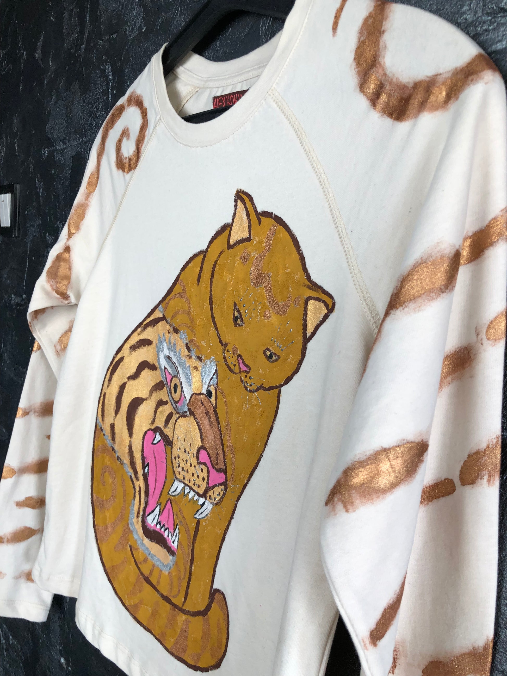 Alex Kokhan Women's Long Sleeve T-Shirt Cat, Stripes Angry Tiger