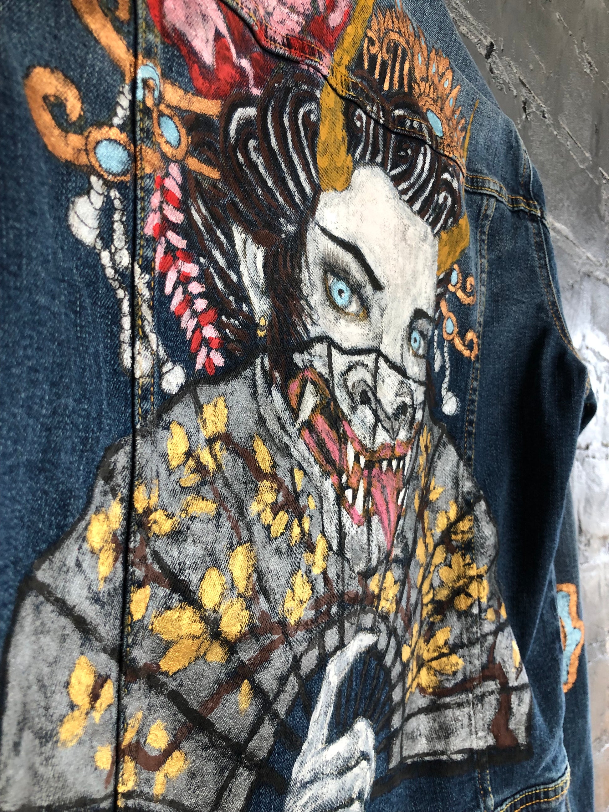 Custom Graffiti Style Hand Painted Denim Jacket Women's 